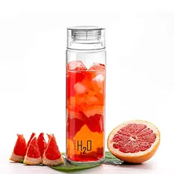 CELLO H2O GLASS FRIDGE WATER BOTTLE WITH PLASTIC CAP 920ML, CLEAR | LE