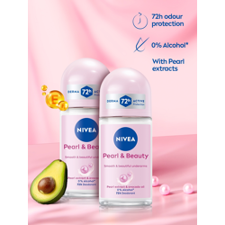 NIVEA WOMEN SET OF 2 PEARL & BEAUTY DEODORANT ROLL ON WITH AVOCADO OIL