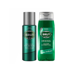 BRUT Men Set of Original Deodorant - 200 ml & Original All-in-One Show