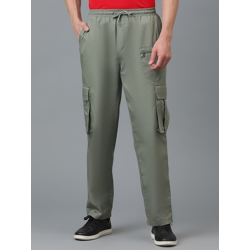 Men Relaxed Straight Leg Mid-Rise Cargos Trousers