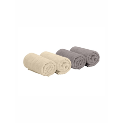 4 Piece Grey & Sand 530 GSM High Absorbent Bamboo Cotton Hand Towels