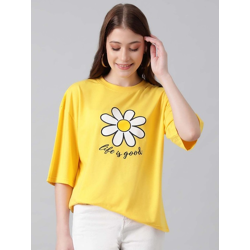 Women Graphic Printed Drop Shoulder Sleeves Cotton T-shirt