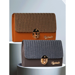 Set OF 2 PU Structured Sling Bag with Cut Work