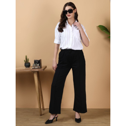 Stylecast X Kotty Women Classic Fit Vertical Striped Spread Collar For