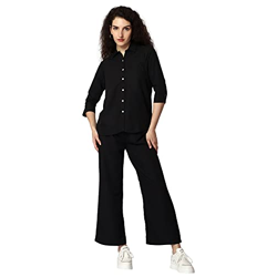 URBAN KOMFORT WOMEN'S STYLISH CASUAL SHIRT AND FLARED PANT CO-ORD SET