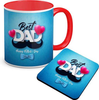 TrendoPrint Fd10 Father's Day Gift Hampers Red Coffee Cup & Coaster Ce