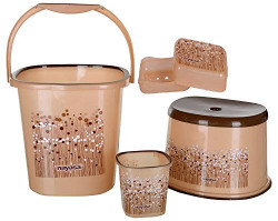 NAYASA FUNK BATHROOM SET 4-PIECES - BUCKET (25 LITRES) WITH MUG (1.5 L