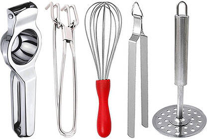 DreamBasket Lemon Squeezer & Pakkad & Whisk & Chimta & Potato Masher K