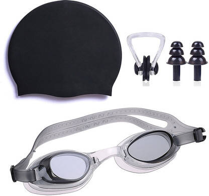 AVSRETAIL AVS RETAIL BLACK SWIMMING CAP WITH SWIMMING GOGGLE SWIMMING