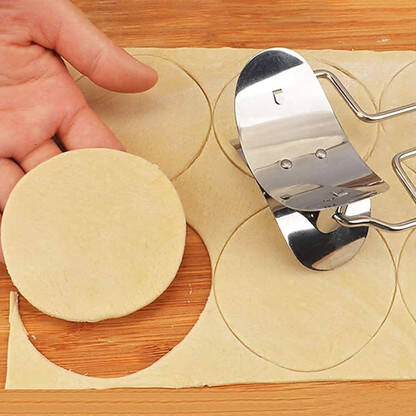 RBGIIT Steel Puri Cutter Roller With Handle Baking Tools Dough Circle