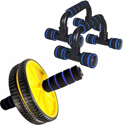 GJSHOP General ab exerciser workout ab wheel with plastic pushup bar h