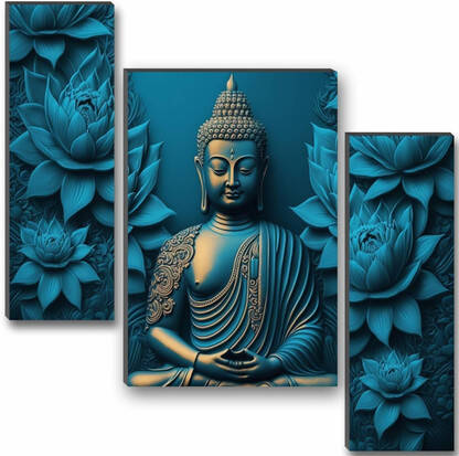 SNDArt Set of 3 Buddha UV textured modern art Religious theme Wall Pai