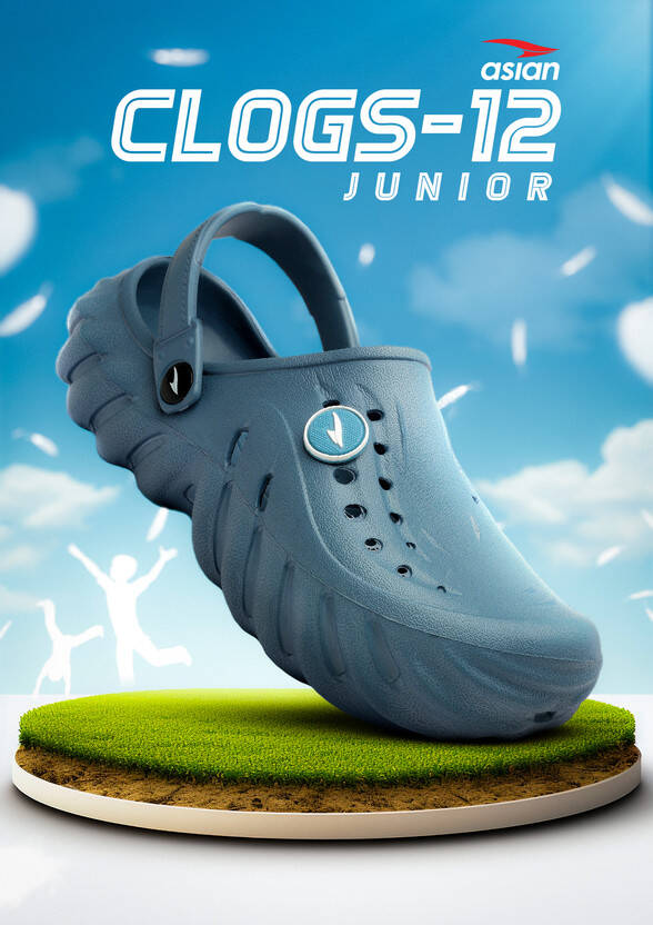 asian Sling Back Clogs For Boys & Girls(Light Blue , 8-9 Years)