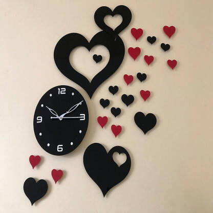 R&P ENTERPRISE Analog 65 cm X 35 cm Wall Clock(Black, Red, Without Gla