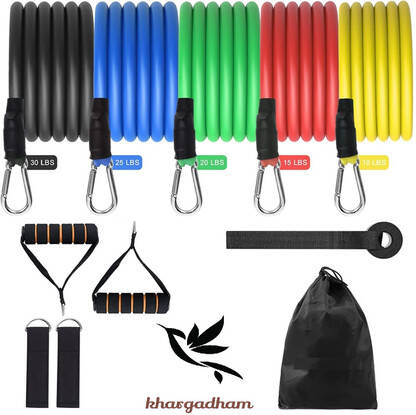 Khargadham Up To 100 LBS Stackable Resistance Tubes with Resistance Ba