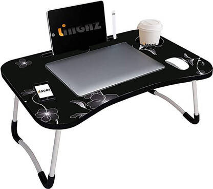 nikhare Foldable Wooden Laptop Bed Tray Table (White Flower ) Wood Por