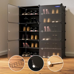 BOXJOY 12 SHELF SHOE RACK BOX ORGANIZER WITH STRONG DOOR MAGNETS & 5 H