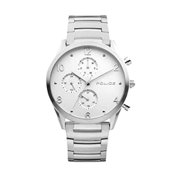Police Mens 44 mm Silfra Silver Dial Genuine Leather Analogue Watch -