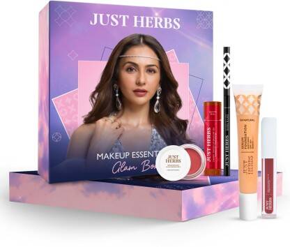 JUST HERBS MAKEUP GLAM KIT WITH LIP BALM, FOUNDATION, LIQUID LIPSTICK,