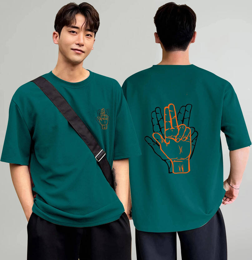 KAJARU Men Printed Round Neck Polycotton Dark Green T-Shirt