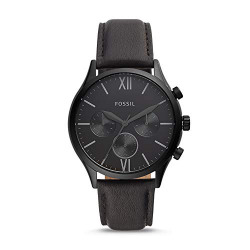FOSSIL CHRONOGRAPH BLACK DIAL AND BAND MEN'S STAINLESS STEEL WATCH-BQ2