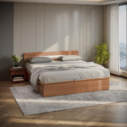 GODREJ INTERIO Bed, Juno Queen Size Engineered Wood Bed with Box Stora