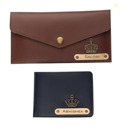 AICA Personalized Name Charm & Color Couple Wallet for Men & Women Com