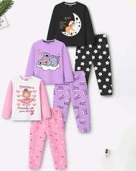 TRAMPOLINE Girls Pack of 3 Graphic Print Pants with Tops Sets