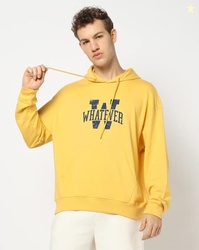 YOUSTA Men Typographic Print Loose Fit Hoodie