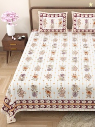 CLOTHOLOGY Cotton King Flat 240 TC Jaipuri Prints 1 Bedsheet with...mo