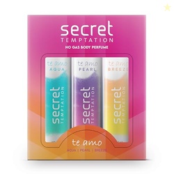 Secret Temptation Te Amo Aqua, Breeze and Pearl No Gas Deodorant Perfu