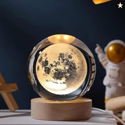 GITGRNTH 3D Moon Crystal Ball Lamp - Solar System Night Light, 3D Crys