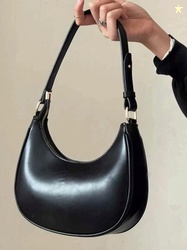 DECORZ Black Women Sling Bag Small Crescent Leather Shoulder B...