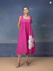 Bannos Swagger Sleeveless Applique Cotton A-Line Dress