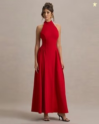 WANQUILA Women Halter-Neck Fit & Flare Dress
