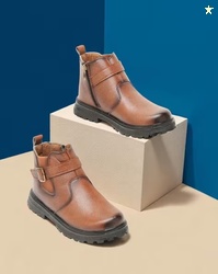 FREEPLAY Boys Round-Toe Boots with Zip Closure