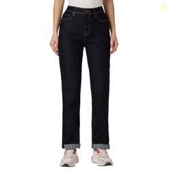 Women Blue High Waist Straight Fit Jeans