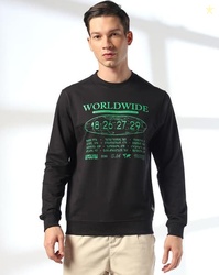DNMX Men Worldwide Print Regular Fit Crew-Neck Sweatshirt