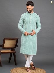 House of Pataudi Men Geometric Sequin Embroidered Mandarin Collar Stra