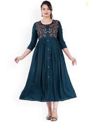 DMP FASHION Floral Embroidered Round Neck Anarkali Kurta