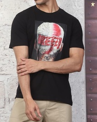 SHEIN Shein Short Sleeve Chris Brown Chest Print Crew Tshirt
