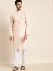 Anug by SOJANYA Men Peach-Coloured Dobby Kurta