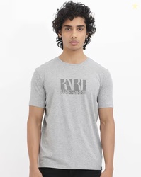 RARE RABBIT Men Logo Print Regular Fit Crew-Neck T-Shirt