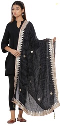 JABAMA Chiffon Printed Black Women Dupatta
