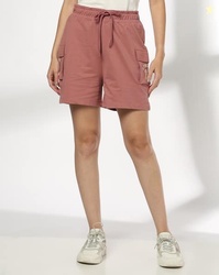 TEAMSPIRIT Women Typographic Print Relaxed Fit Cargo Shorts