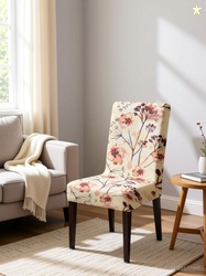 DECORIAN Polycotton 1 Seater Chair Floral Cover (Pack of 6 Gold)