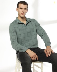 JOHN PLAYERS JEANS Men Checked Slim Fit Sweatshirt