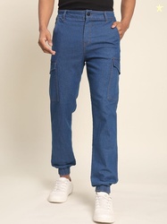 Roadster The Lifestyle Co Men Denim Joggers With Side Cargo Pockets