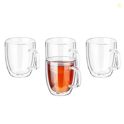 Amazon Brand - Solimo Borosilicate Glass Tea Cup, Double Wall, Extra-W