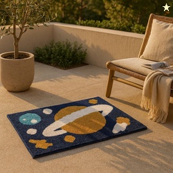 ELEGANT WEAVERS Microfiber Door & Floor Mat (Blue, Medium)